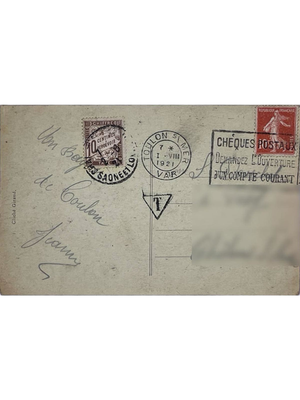Verso de la carte postale