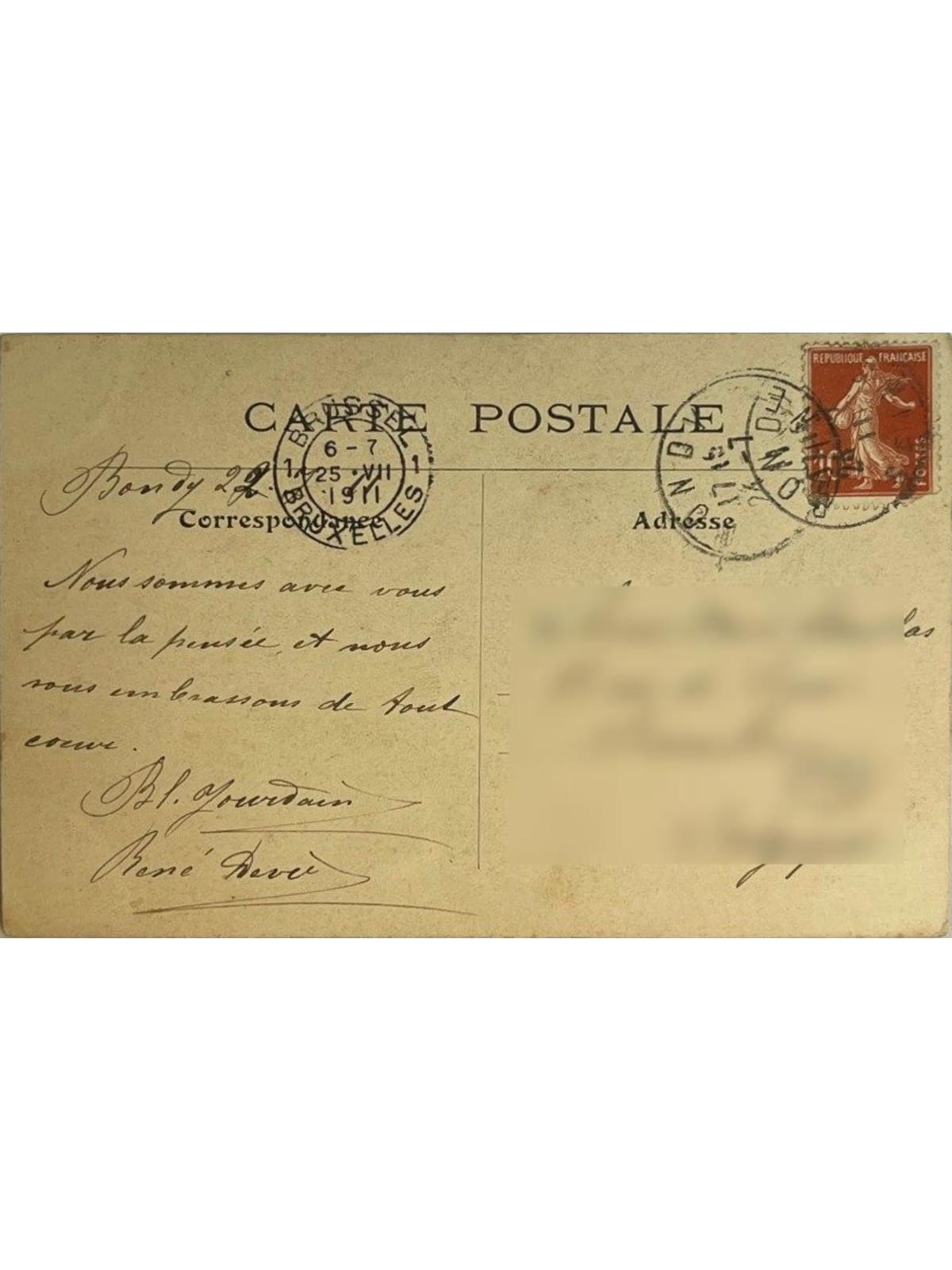 Verso de la carte postale