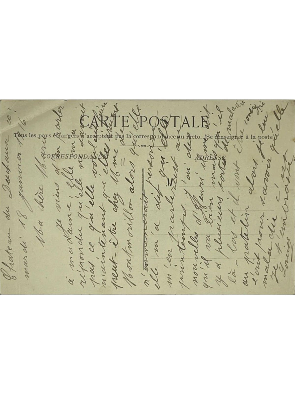 Verso de la carte postale