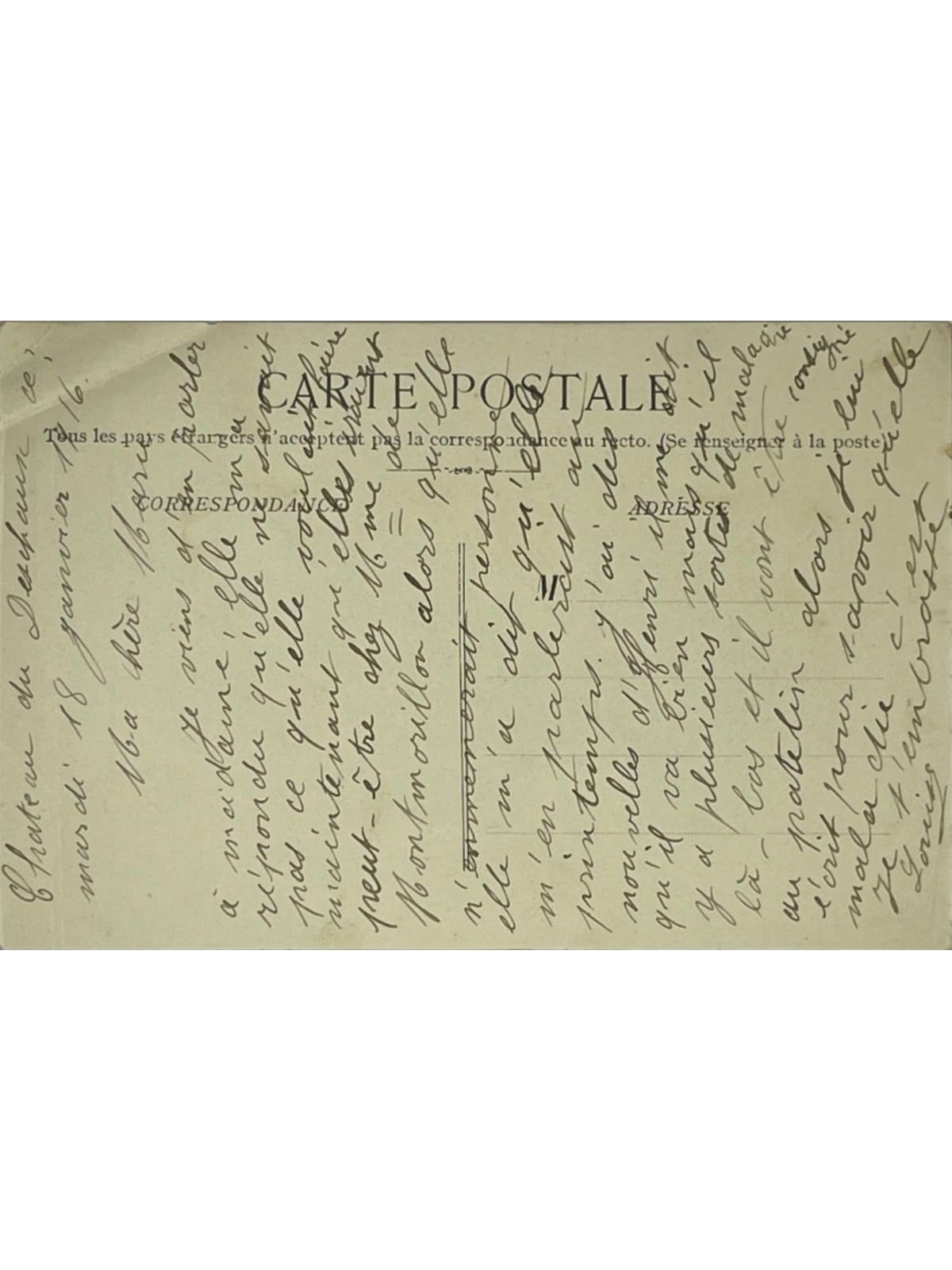 Verso de la carte postale