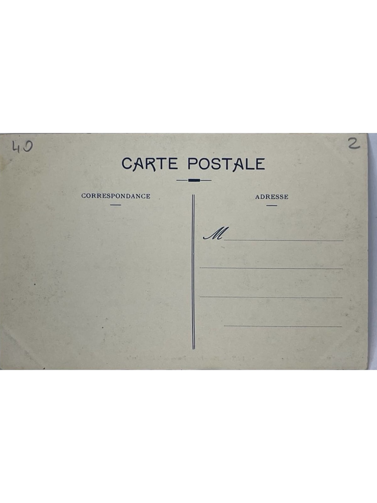 Verso de la carte postale