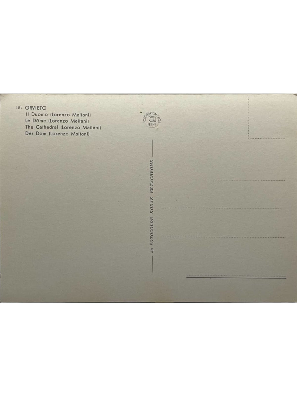 Verso de la carte postale