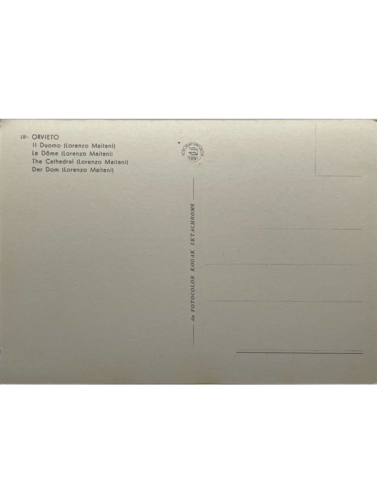 Verso de la carte postale