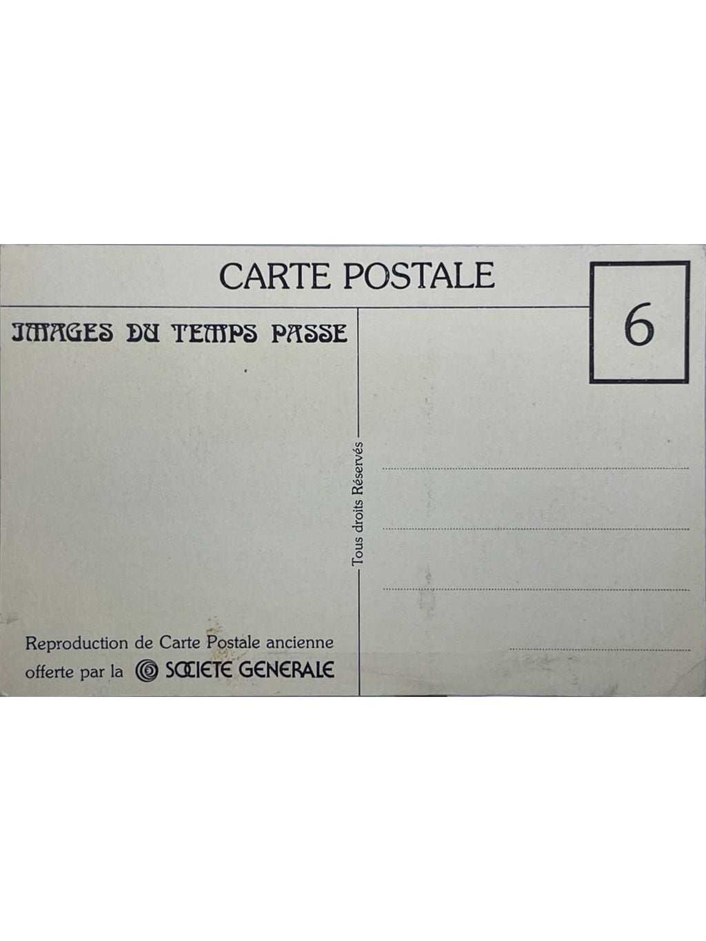 Verso de la carte postale