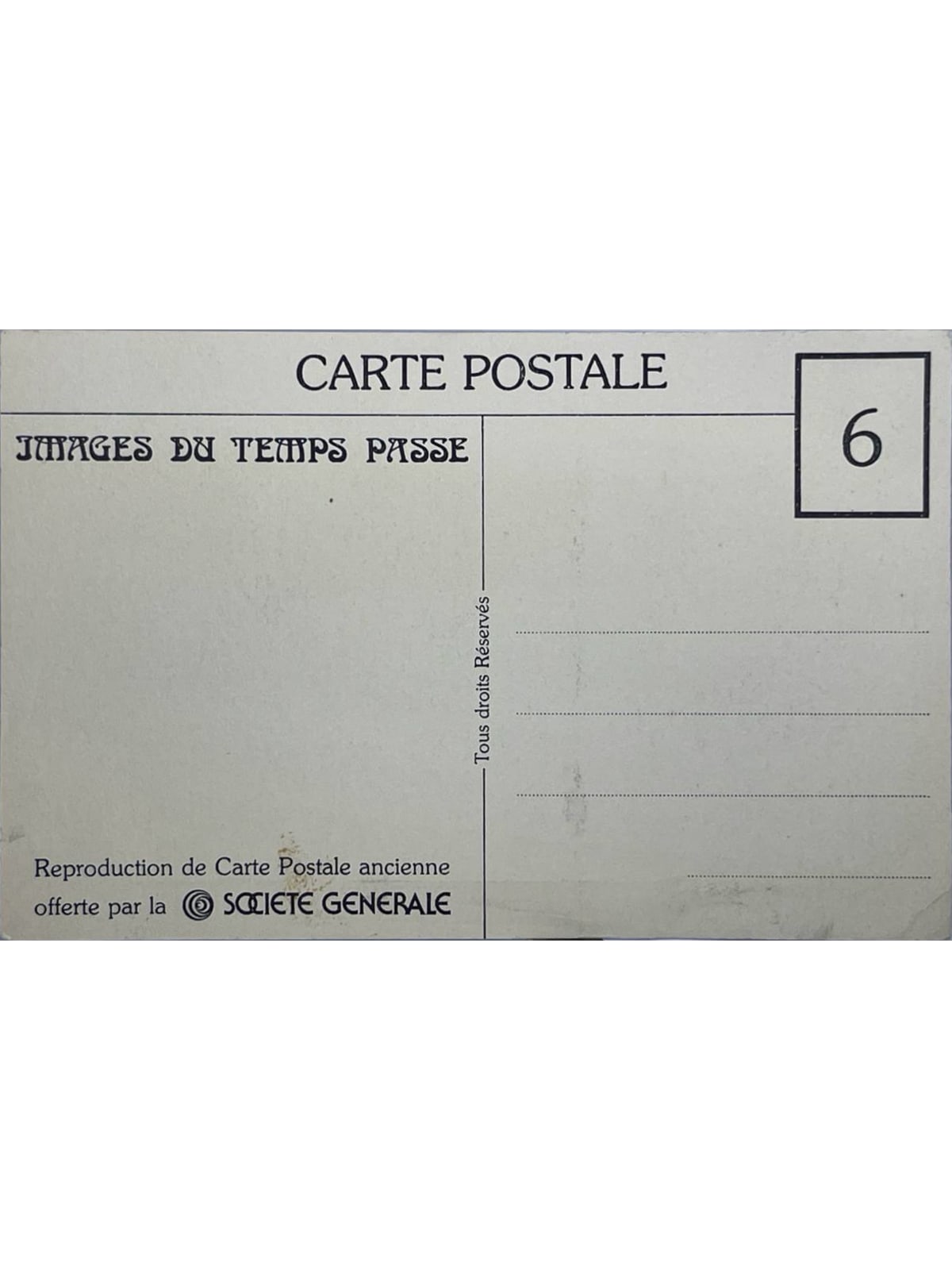 Verso de la carte postale
