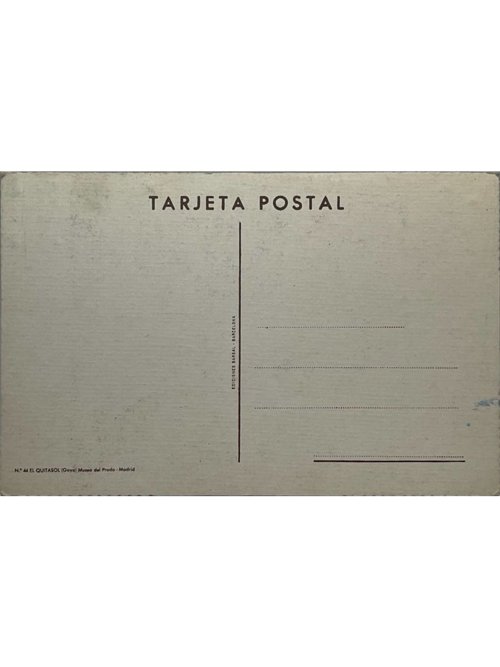 Verso de la carte postale