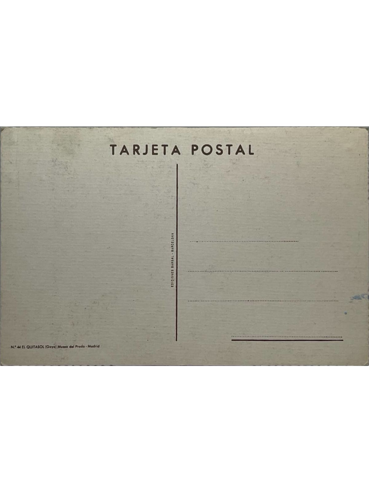 Verso de la carte postale