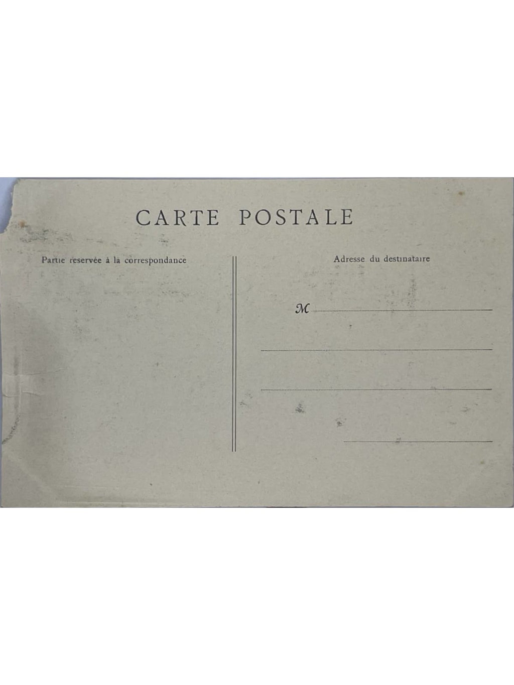 Verso de la carte postale