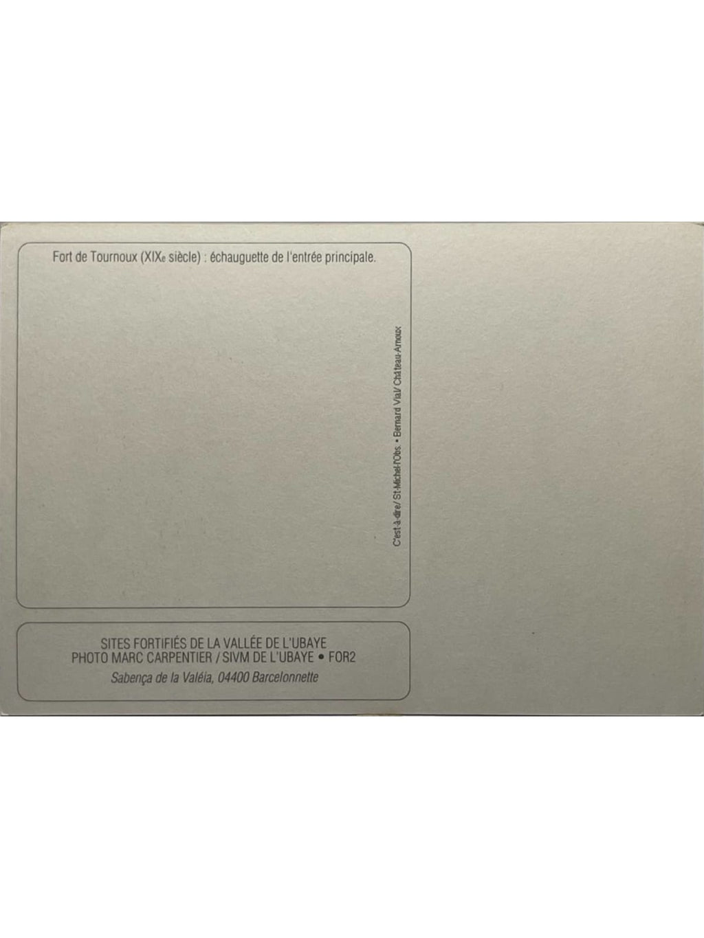 Verso de la carte postale