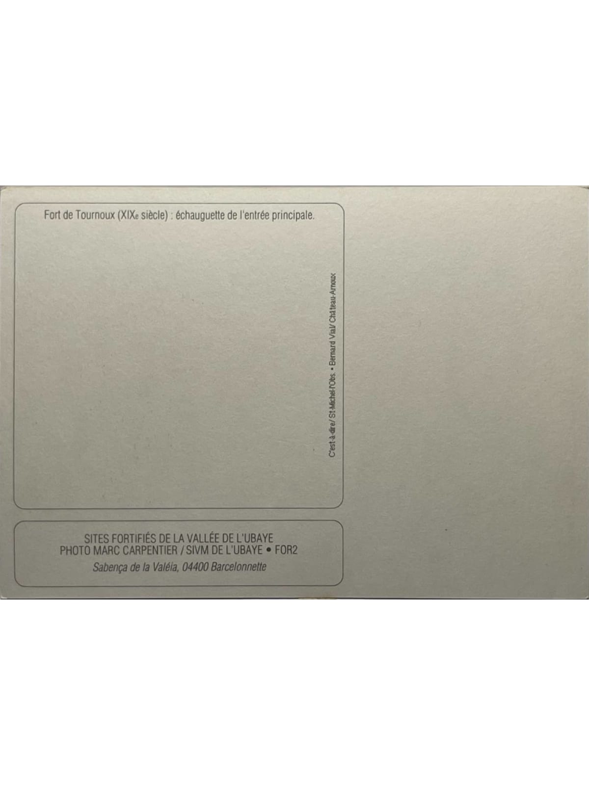 Verso de la carte postale