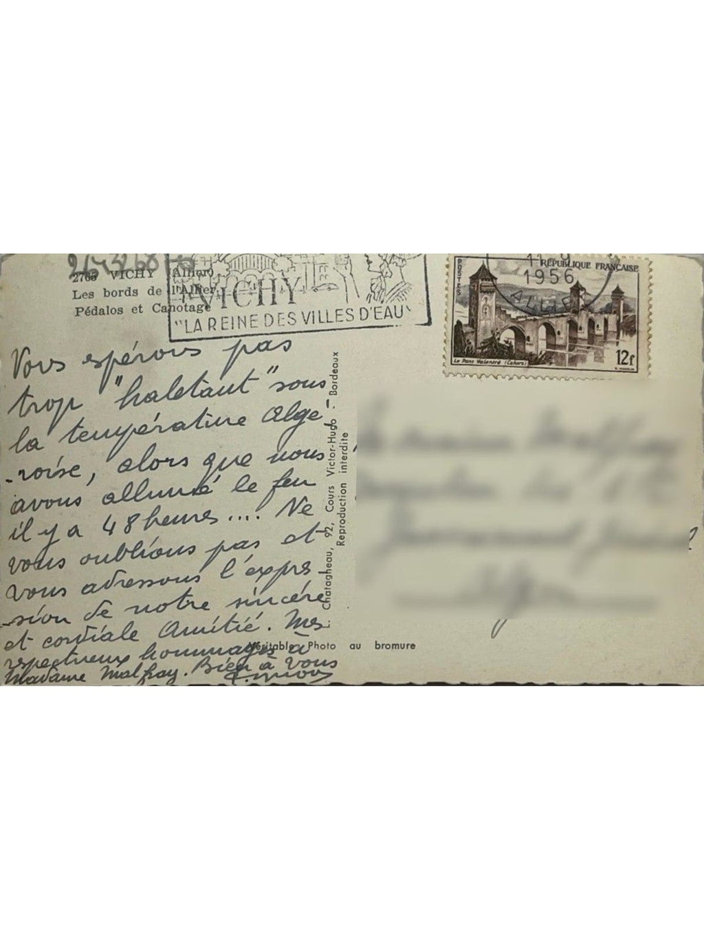 Verso de la carte postale