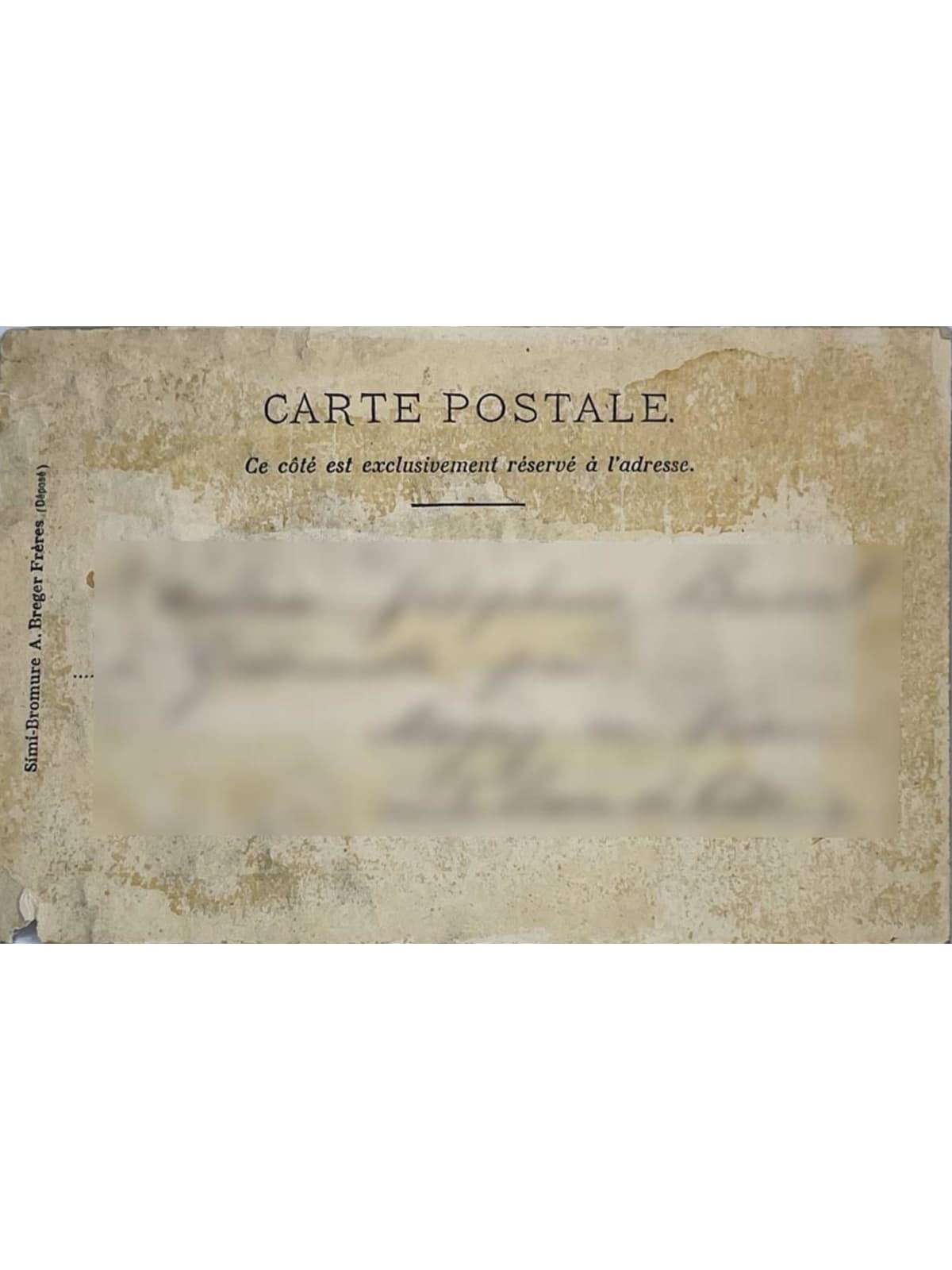 Verso de la carte postale