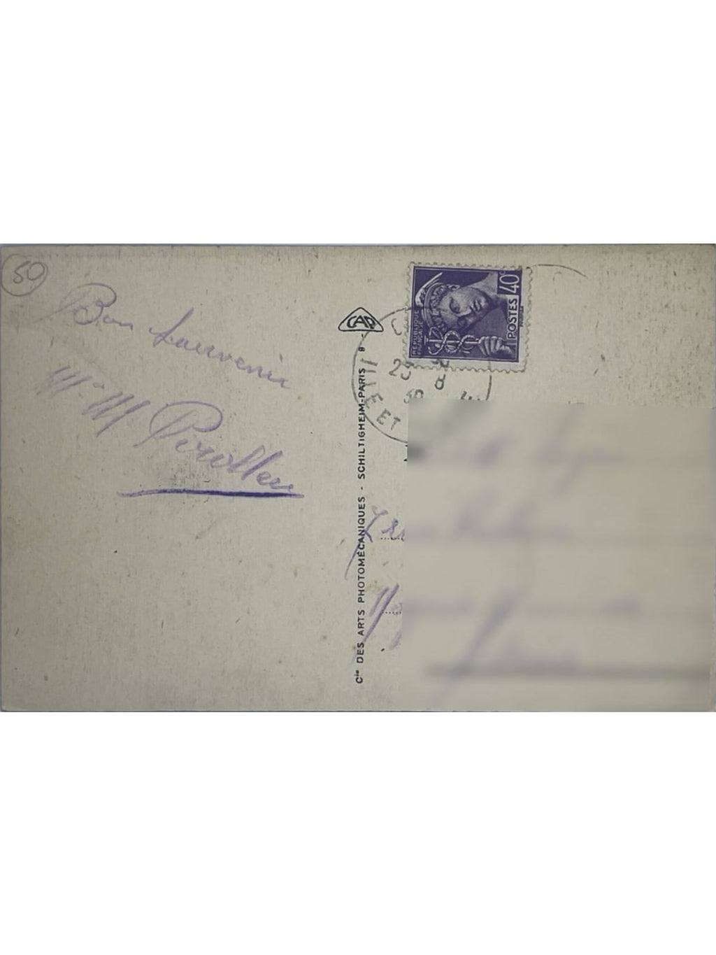 Verso de la carte postale