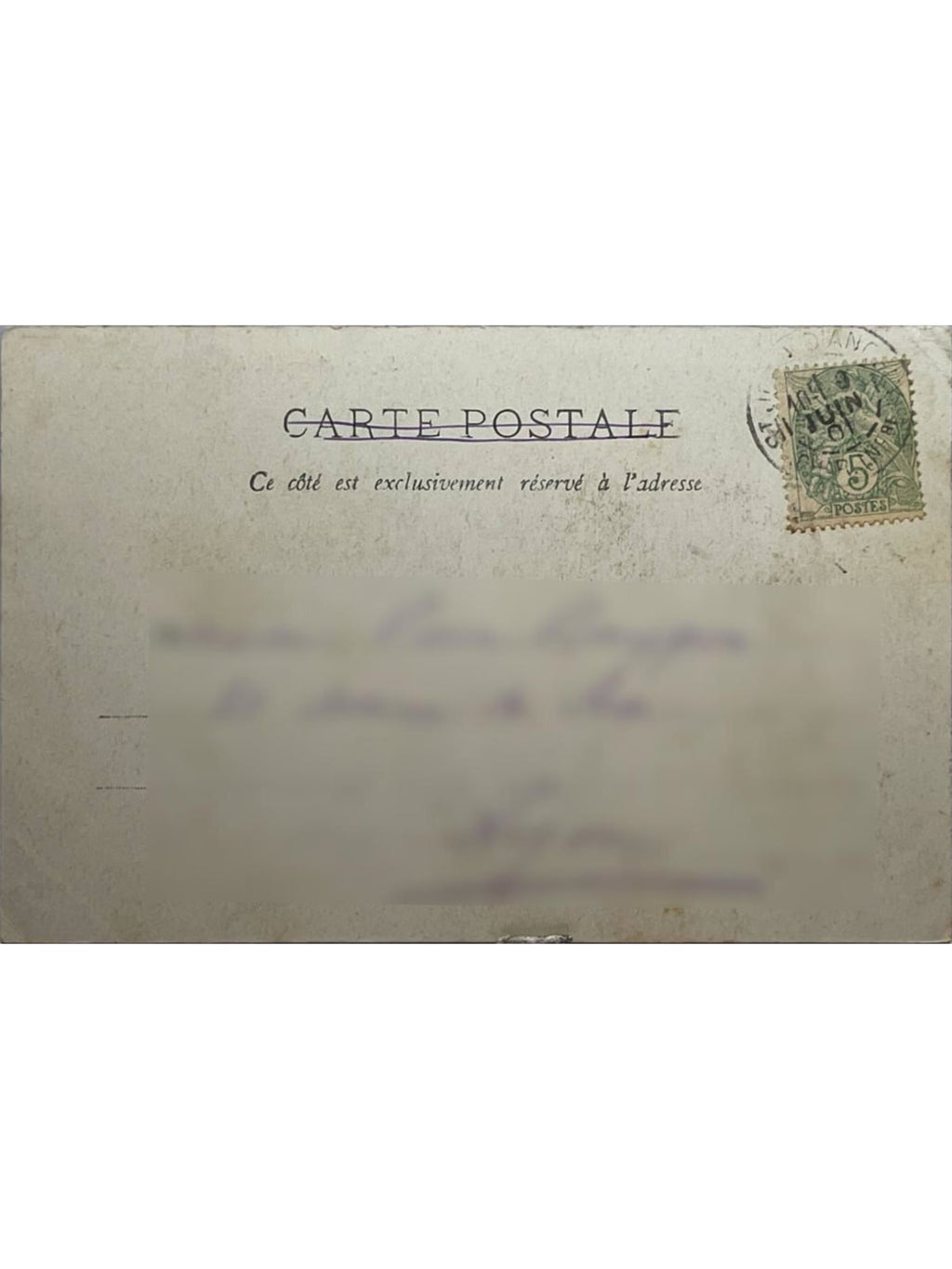 Verso de la carte postale