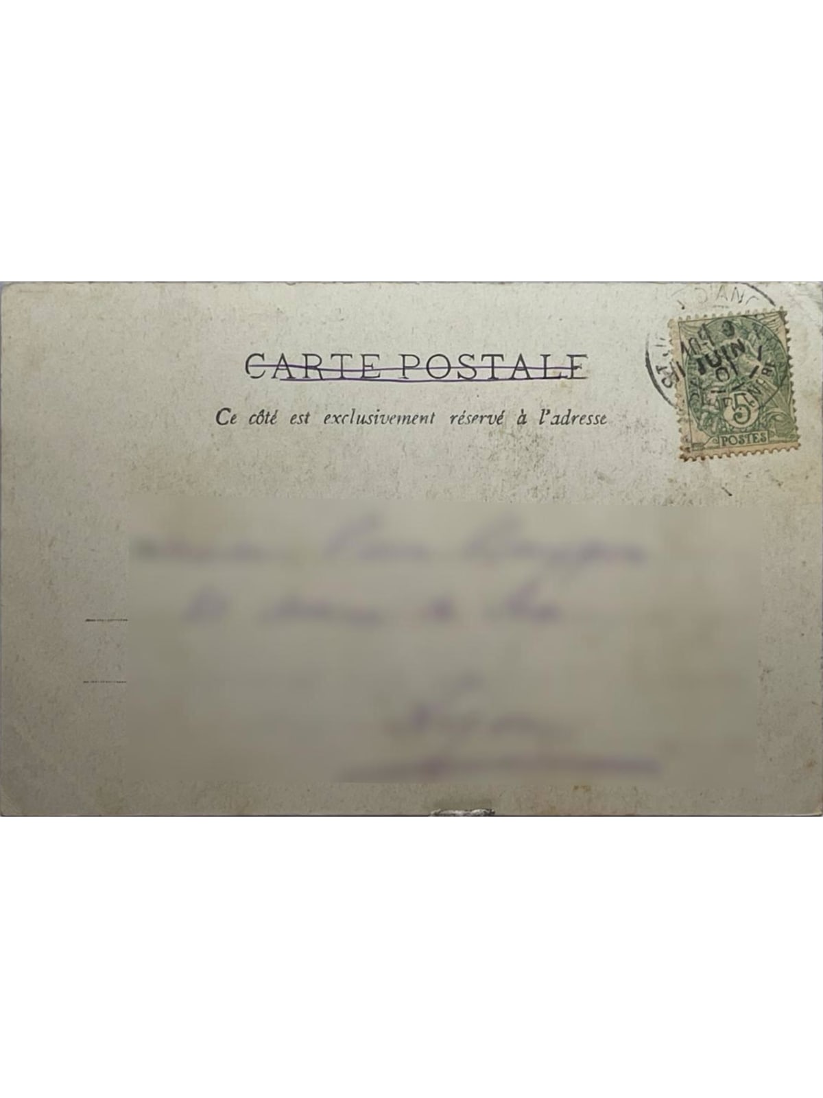 Verso de la carte postale