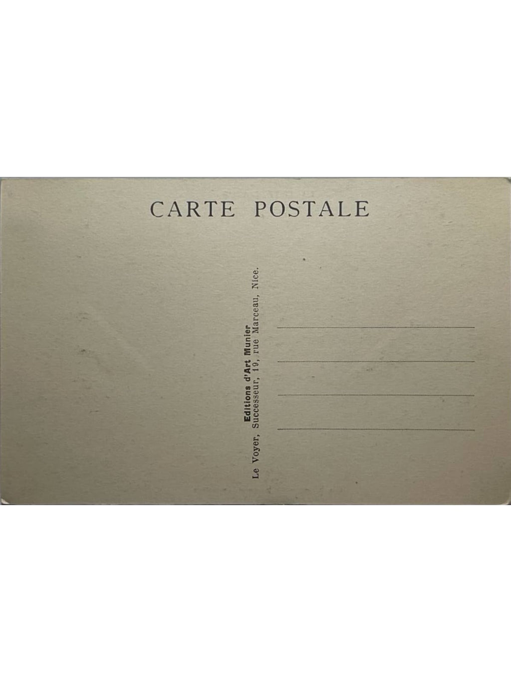 Verso de la carte postale