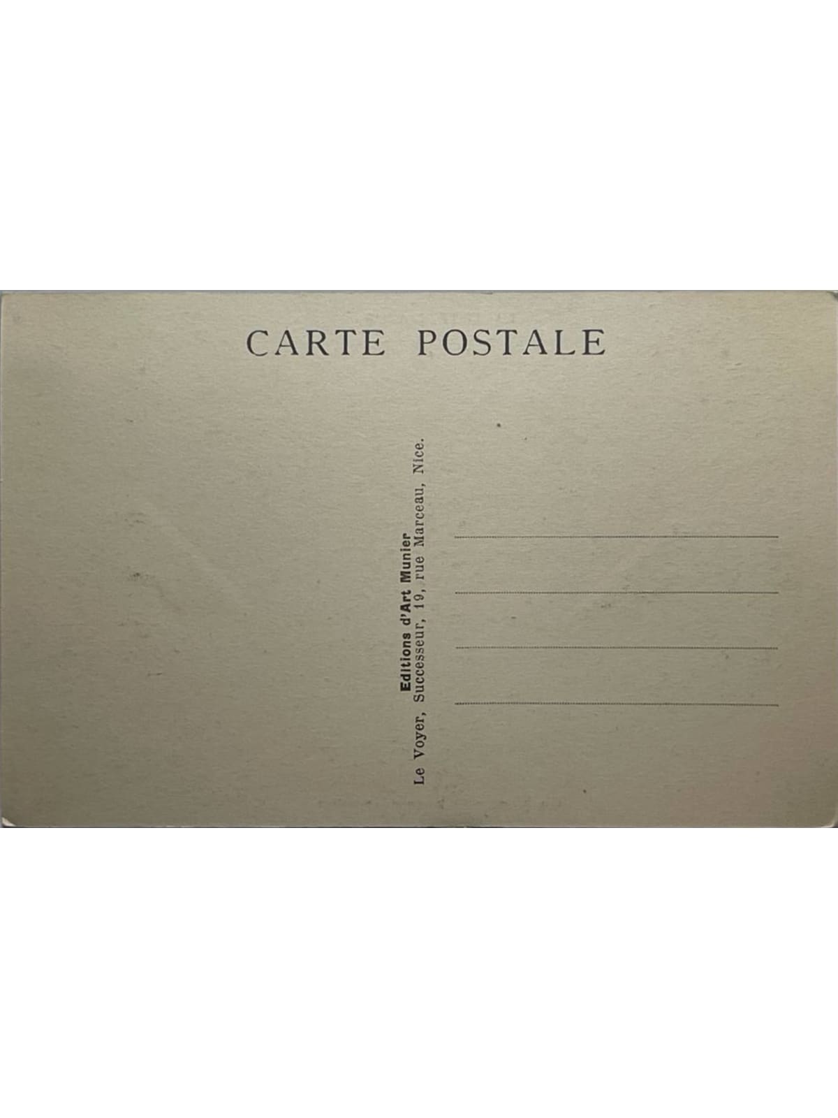 Verso de la carte postale