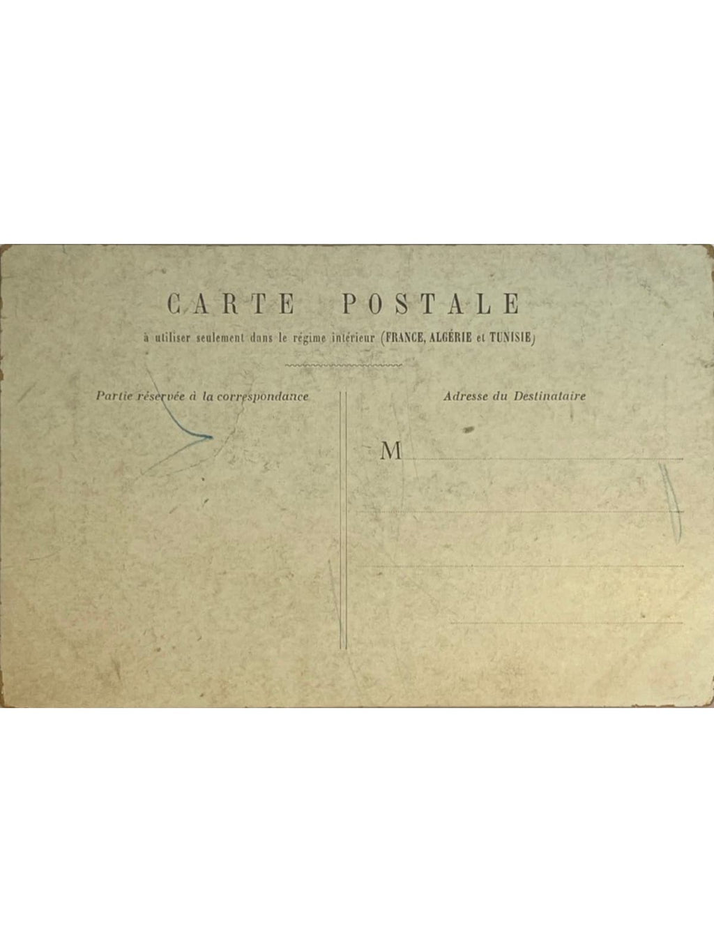 Verso de la carte postale