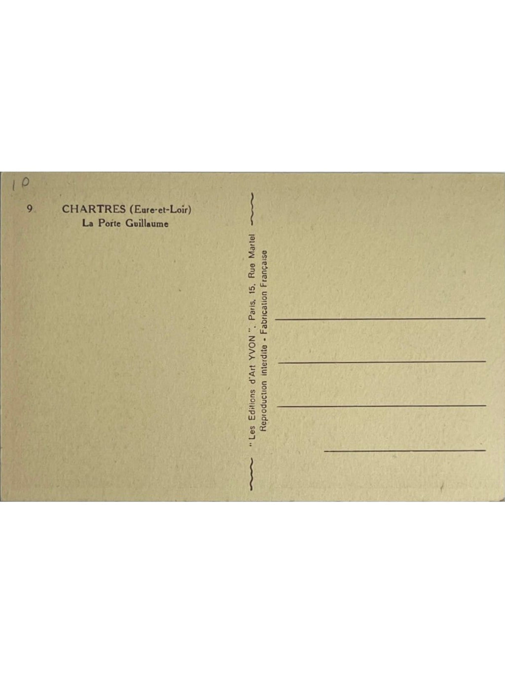 Verso de la carte postale