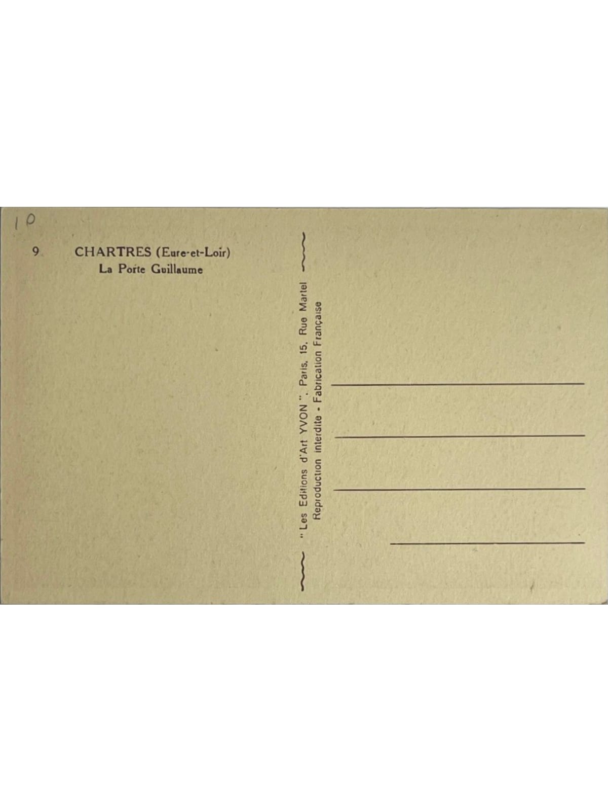 Verso de la carte postale