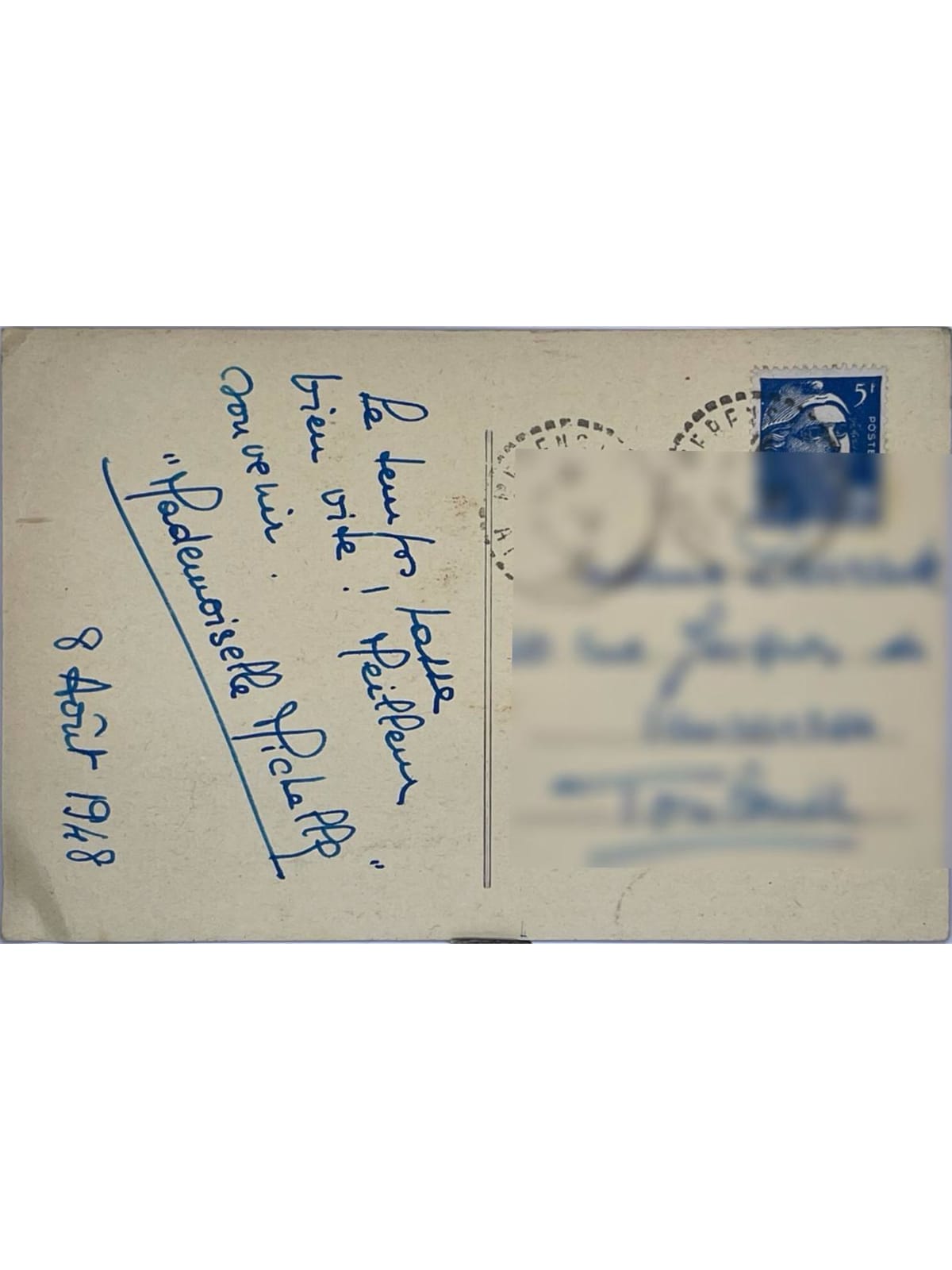 Verso de la carte postale