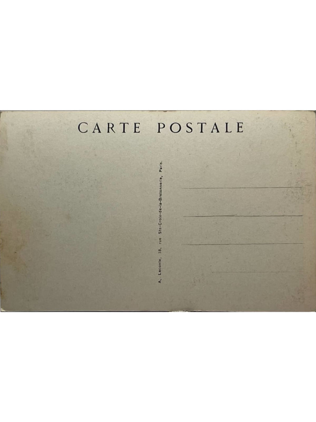 Verso de la carte postale