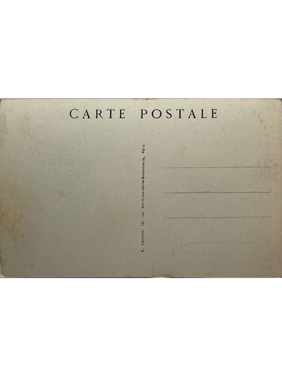 Verso de la carte postale