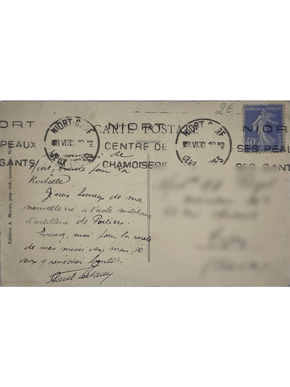 Verso de la carte postale