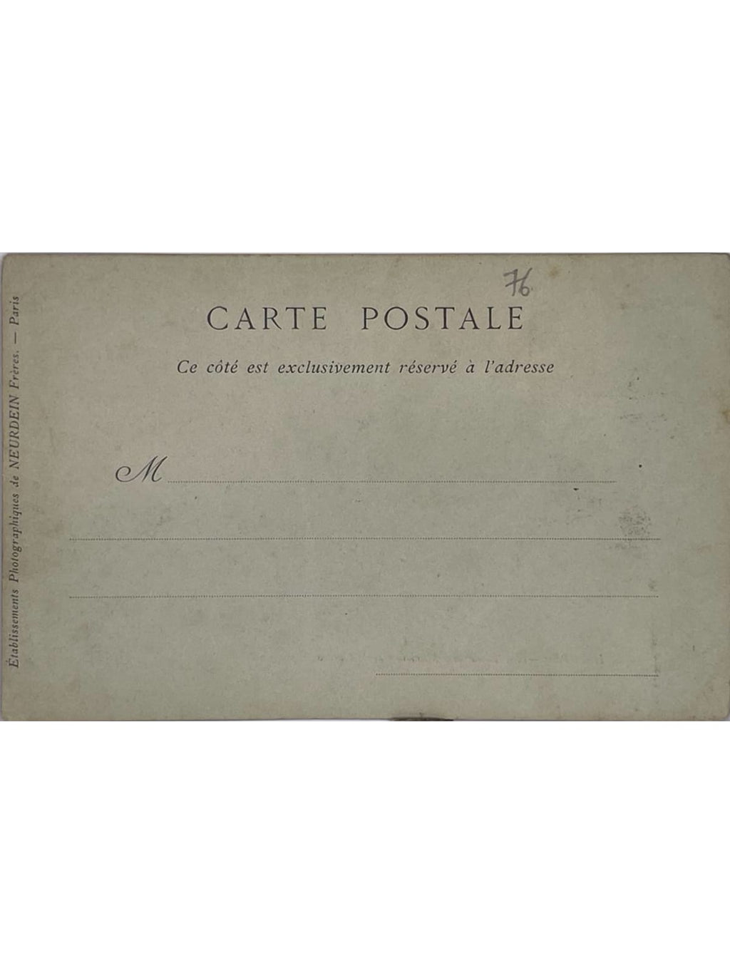 Verso de la carte postale