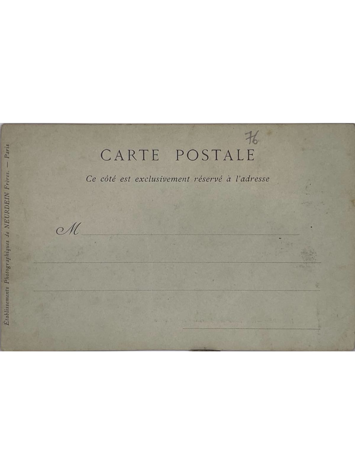 Verso de la carte postale