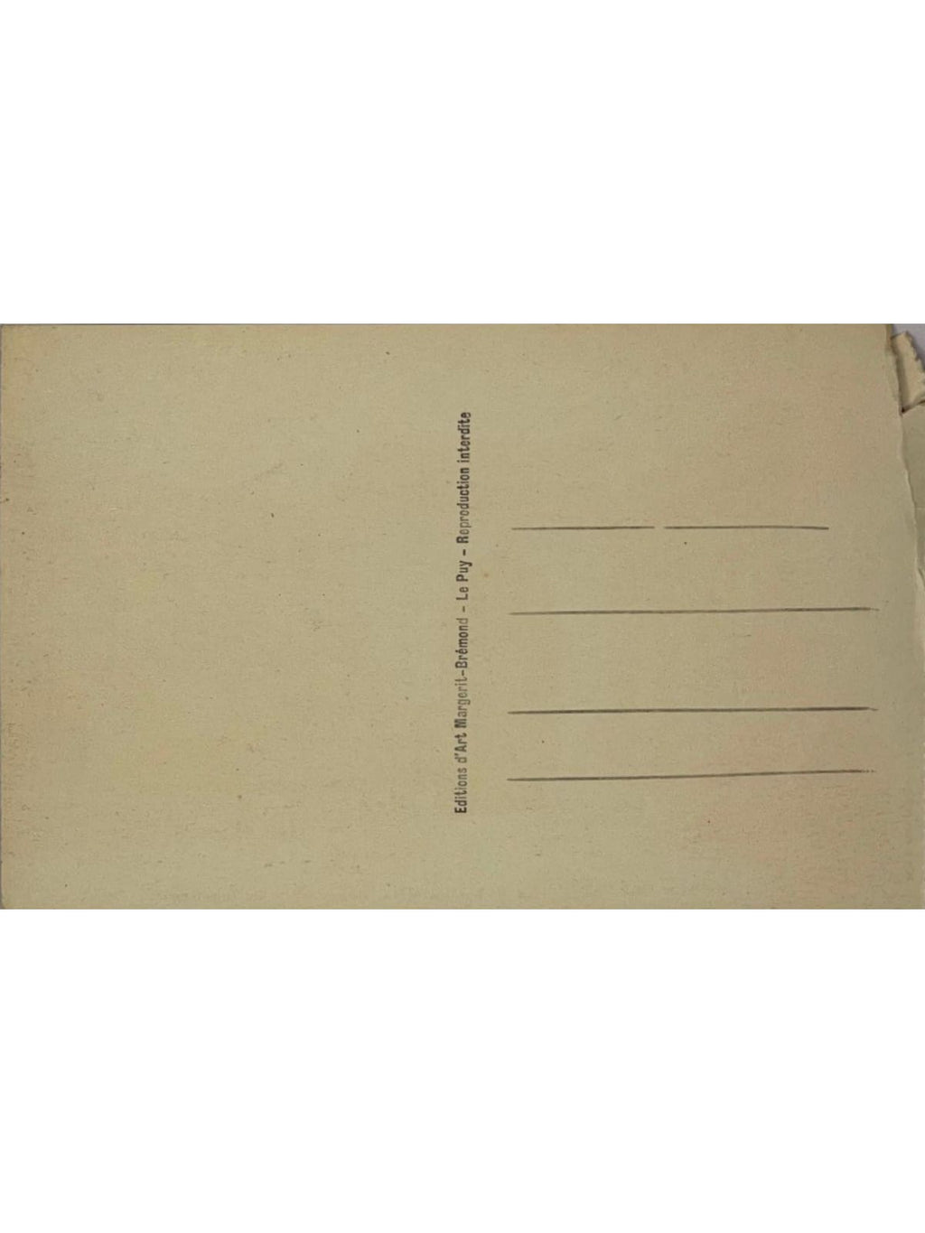 Verso de la carte postale