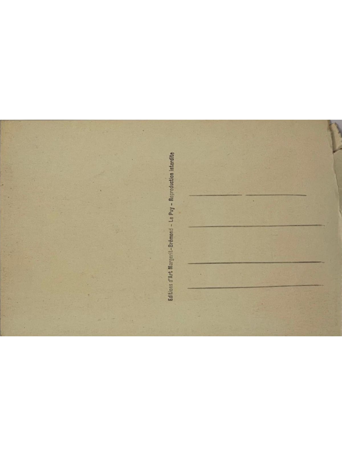 Verso de la carte postale