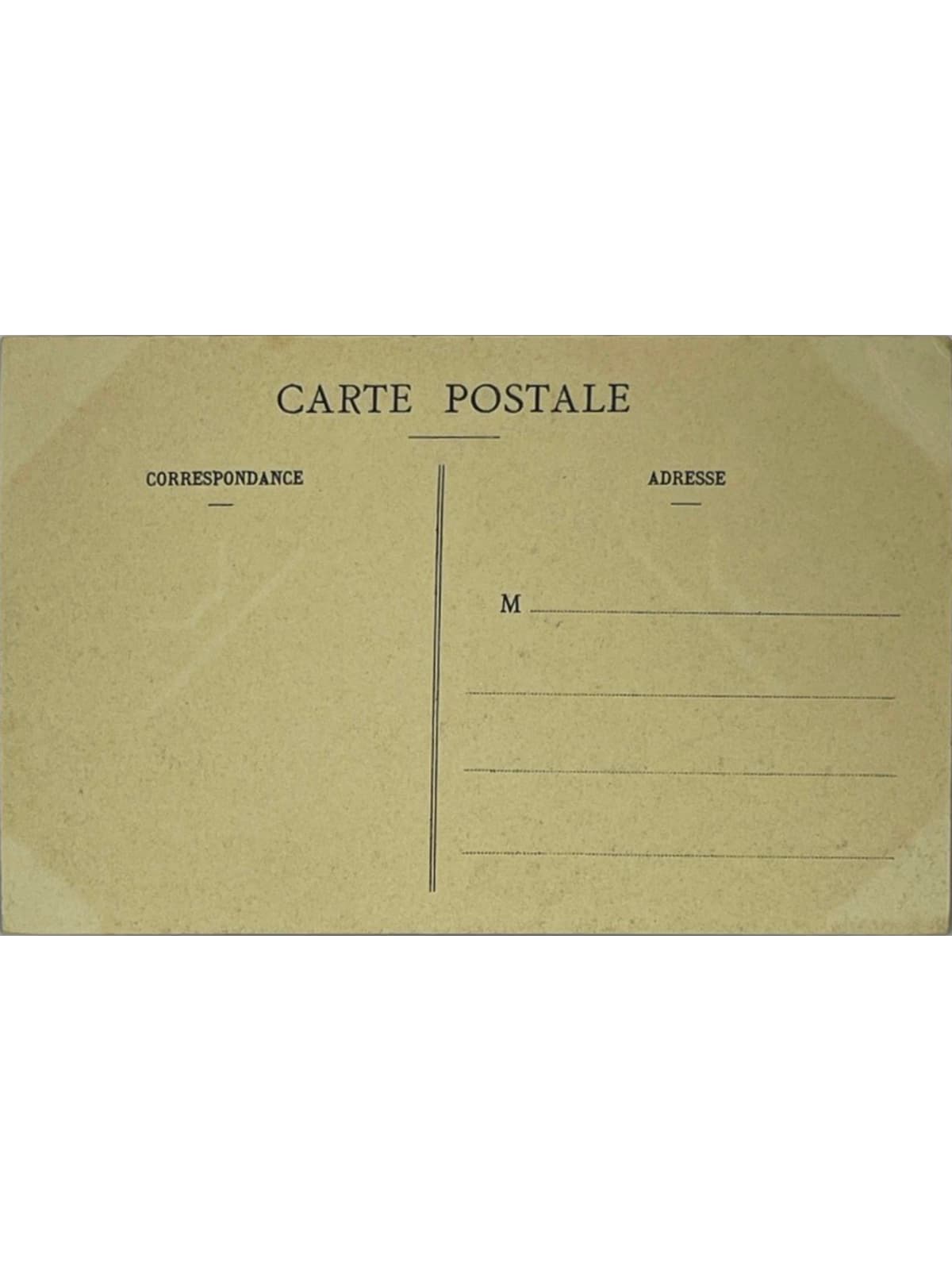 Verso de la carte postale