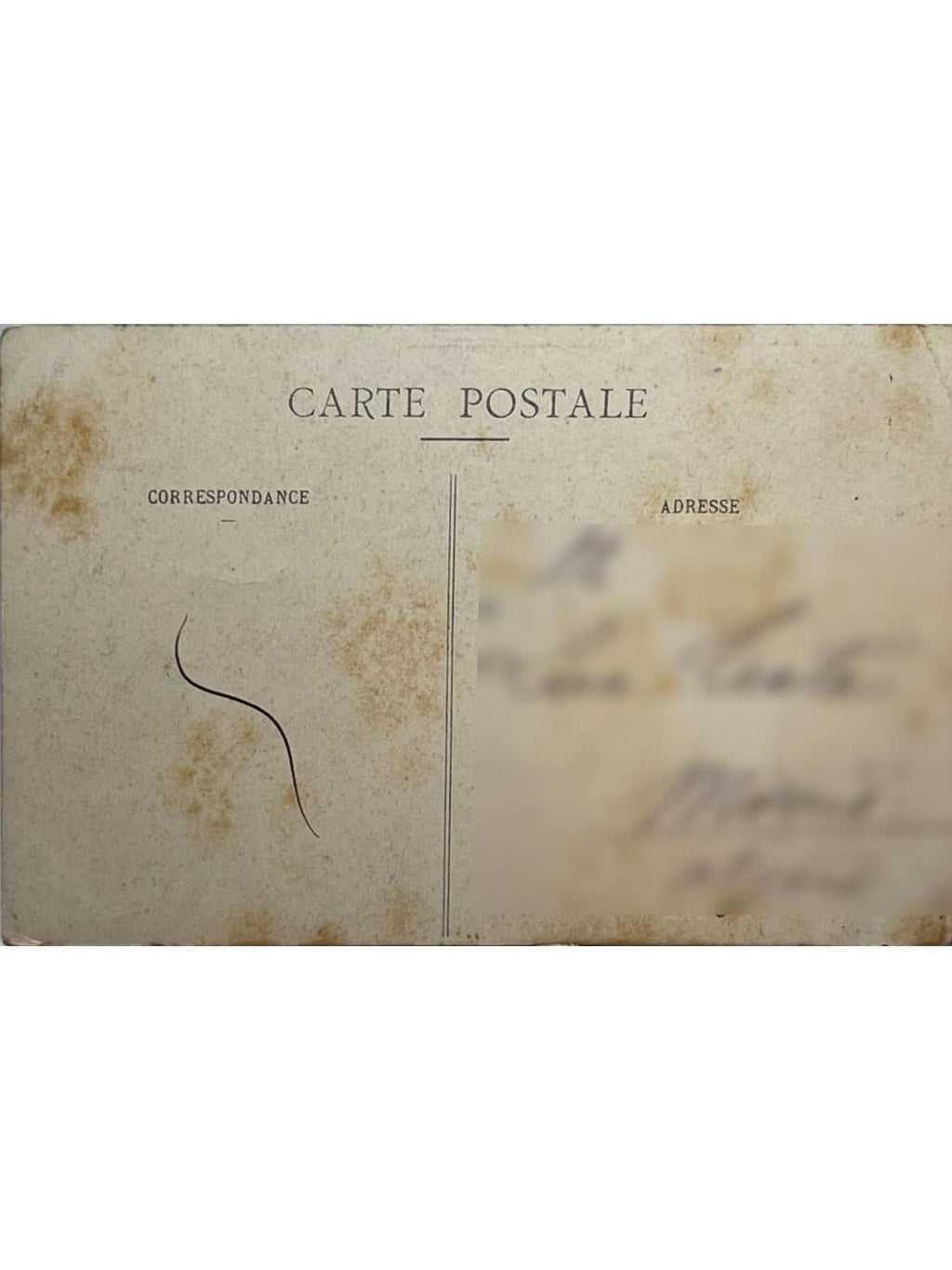 Verso de la carte postale