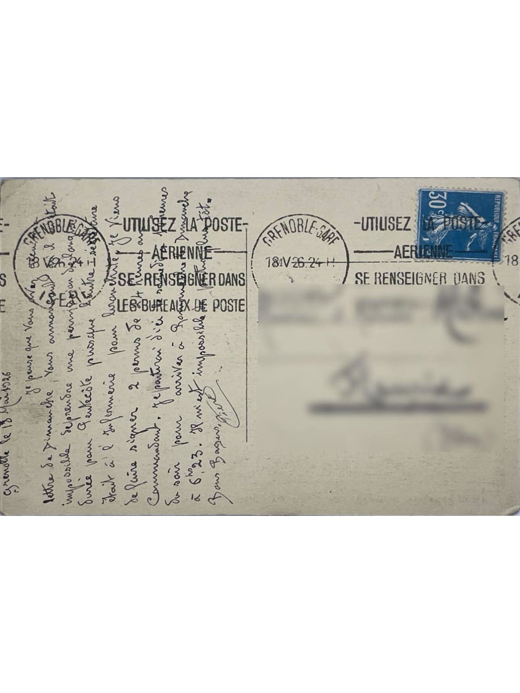 Verso de la carte postale