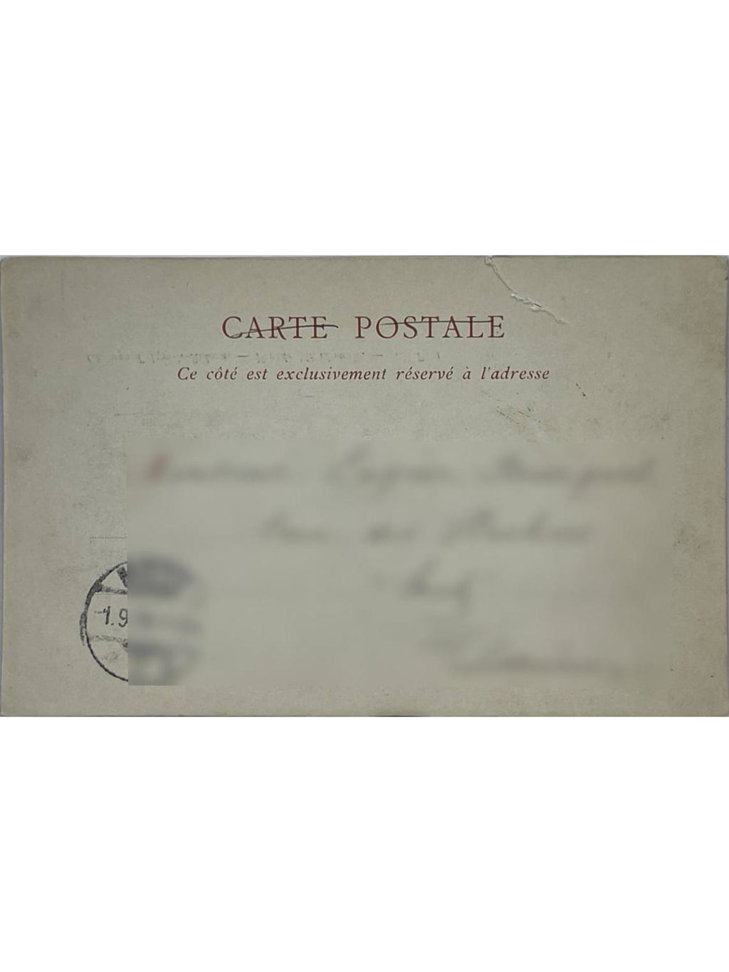 Verso de la carte postale