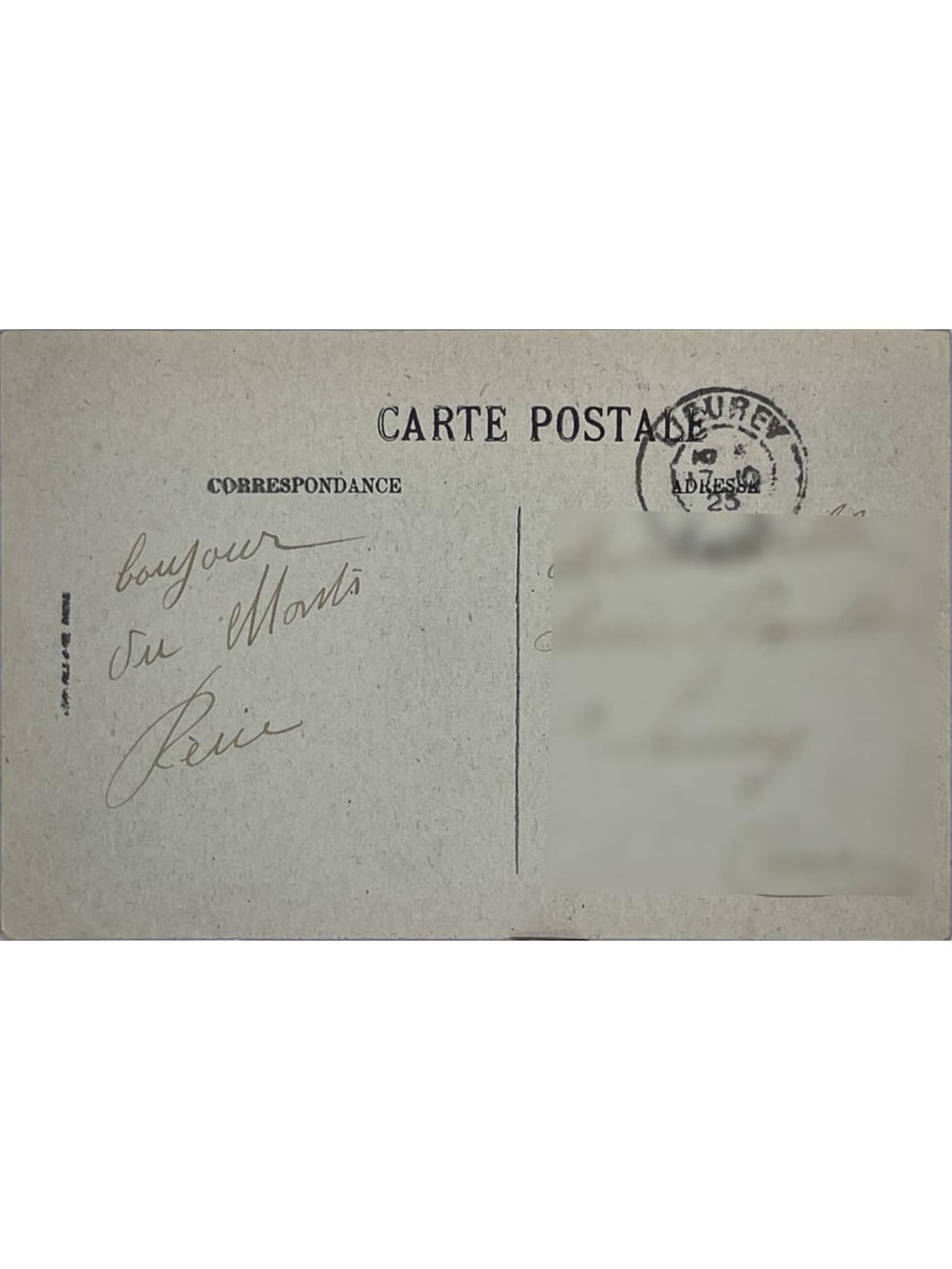 Verso de la carte postale