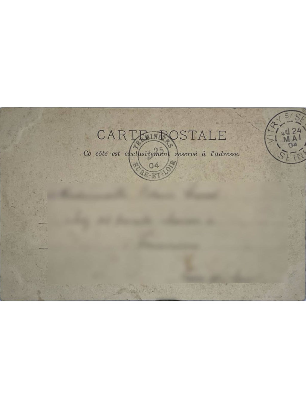 Verso de la carte postale