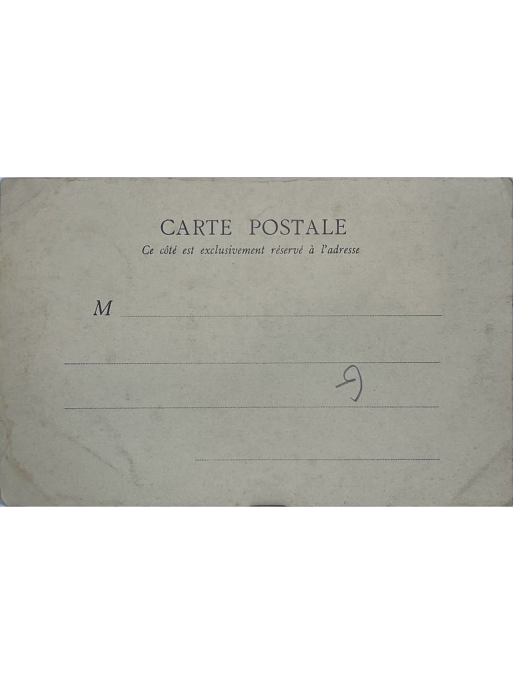 Verso de la carte postale