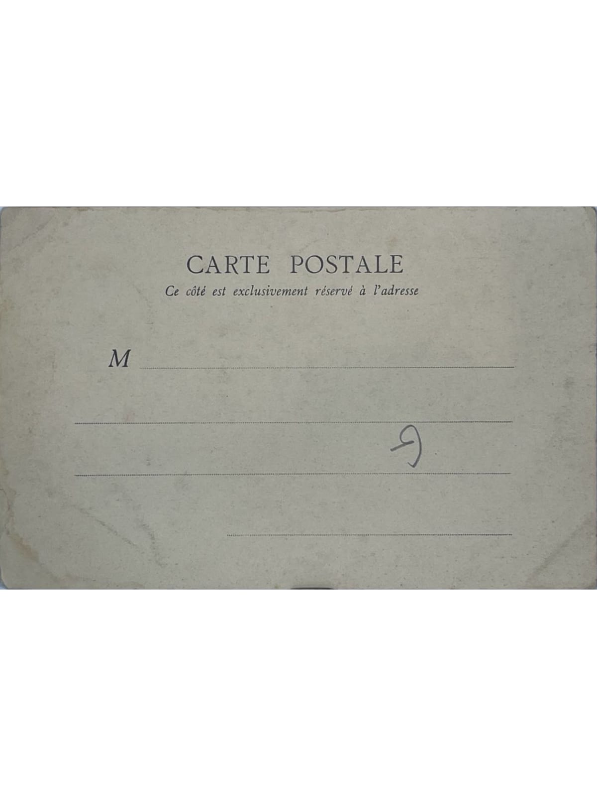Verso de la carte postale