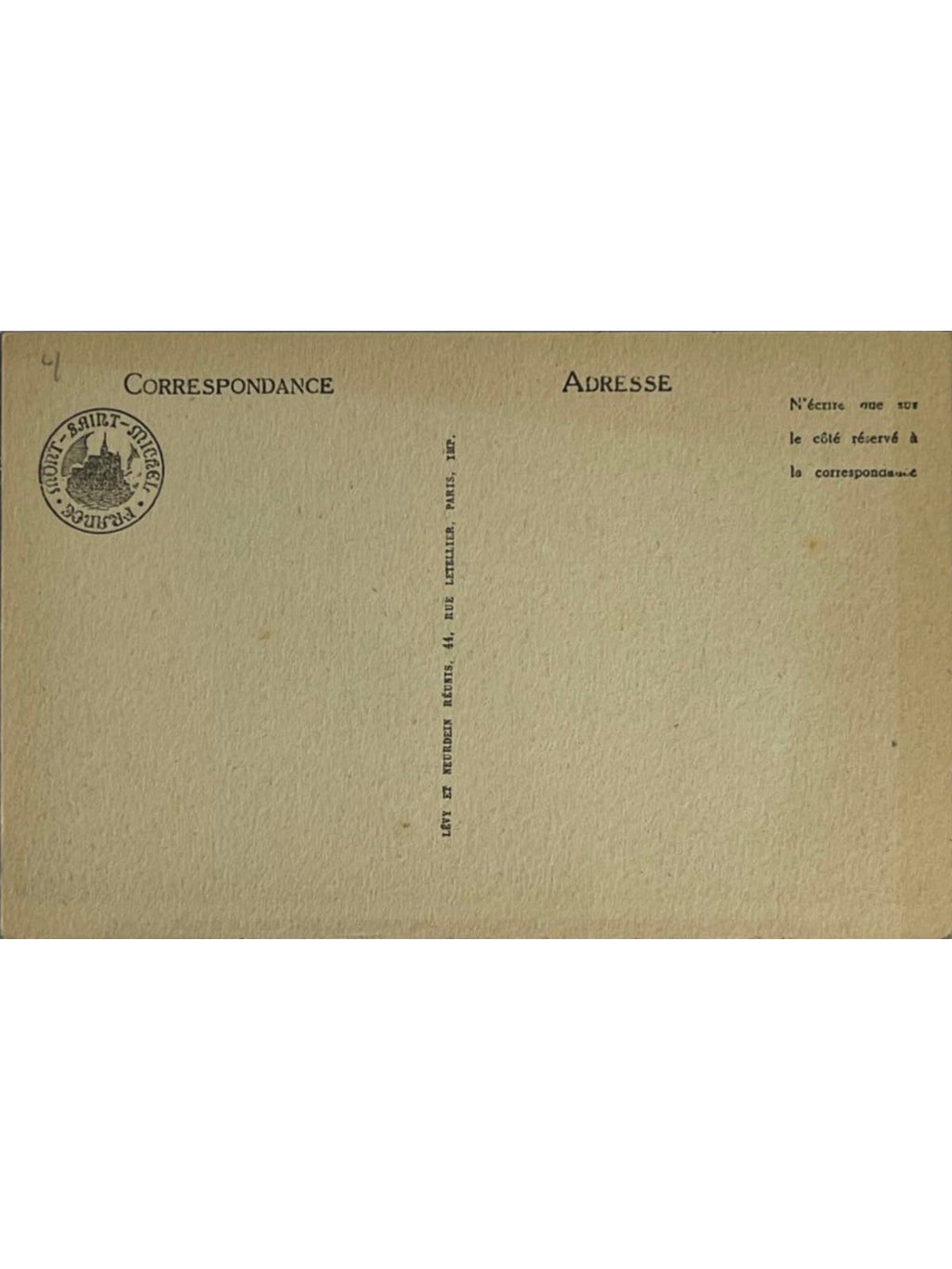 Verso de la carte postale