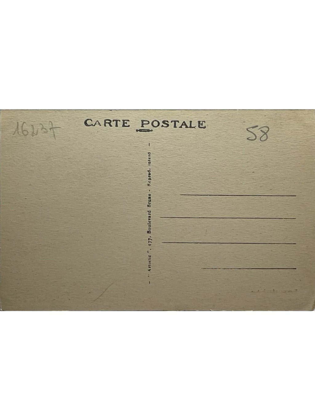 Verso de la carte postale