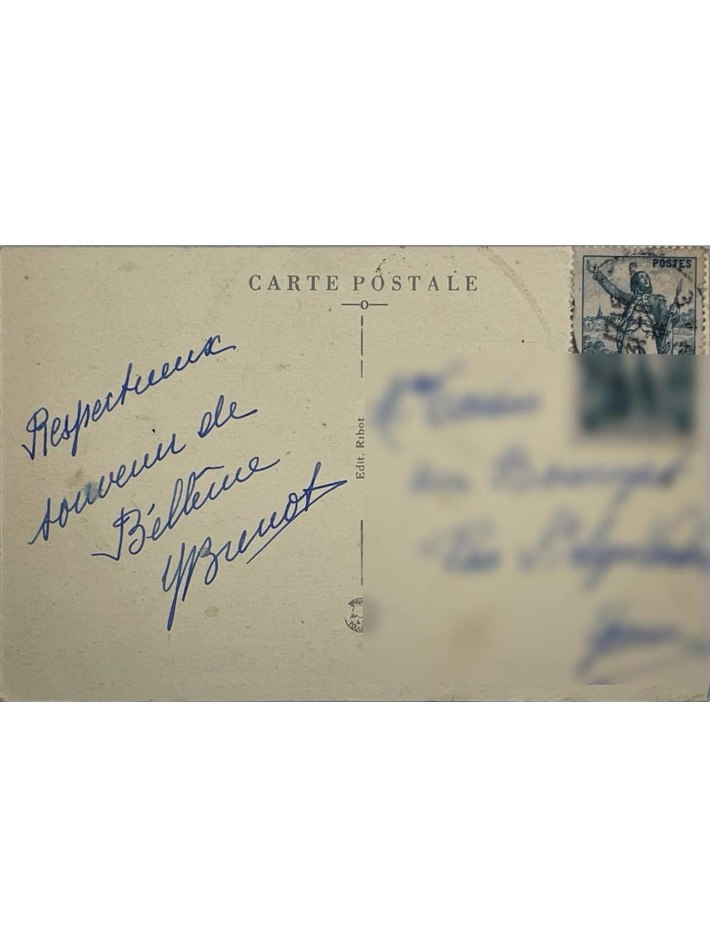 Verso de la carte postale