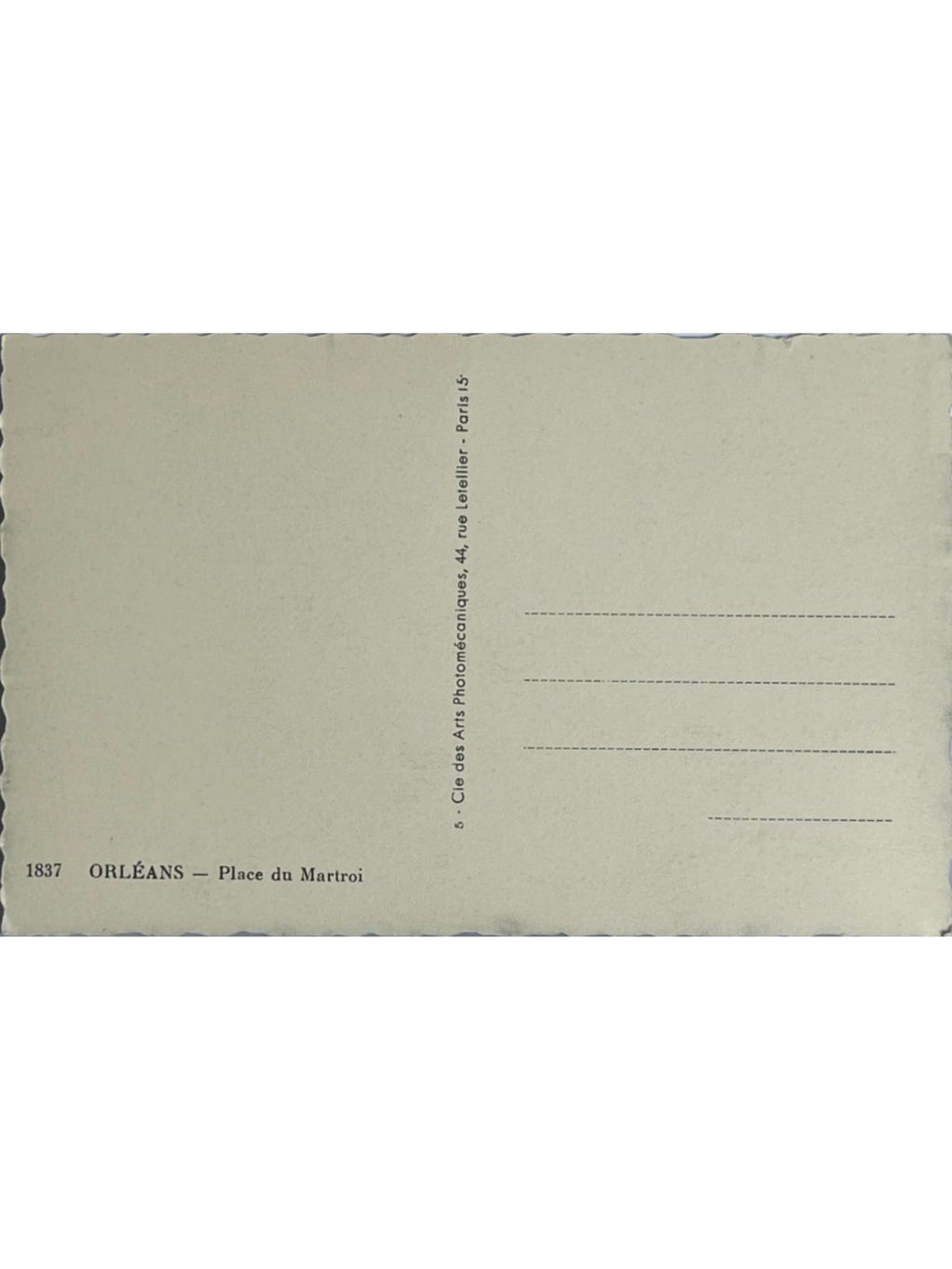 Verso de la carte postale