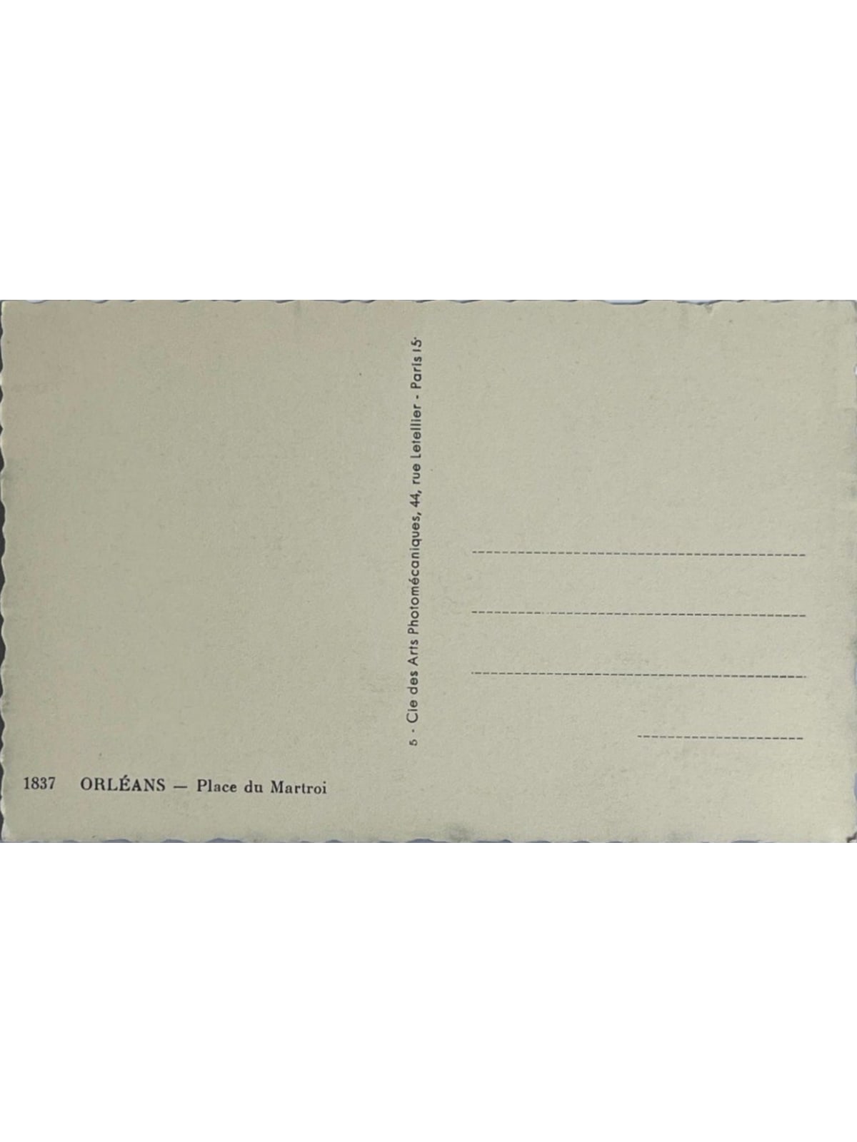 Verso de la carte postale