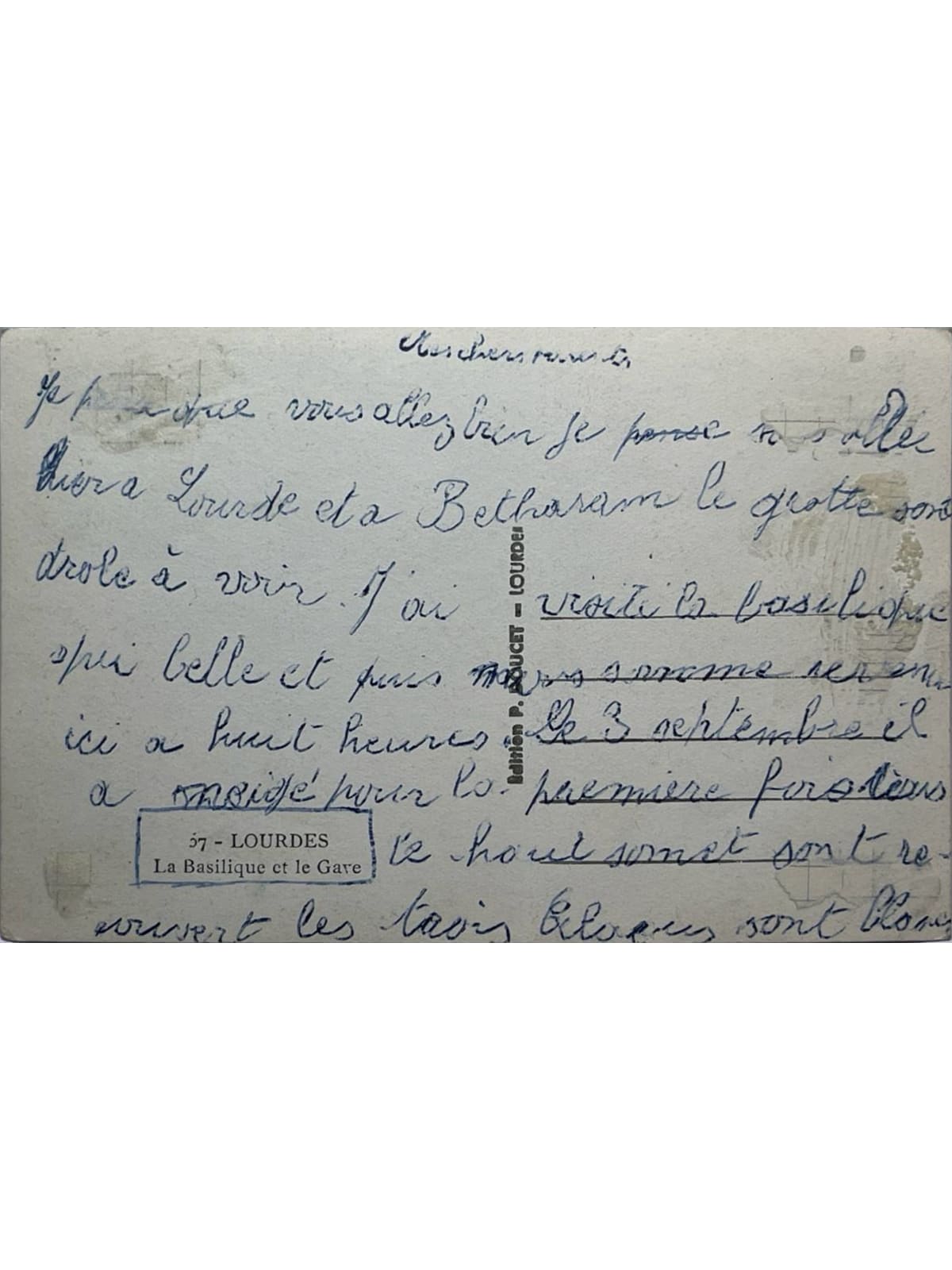 Verso de la carte postale