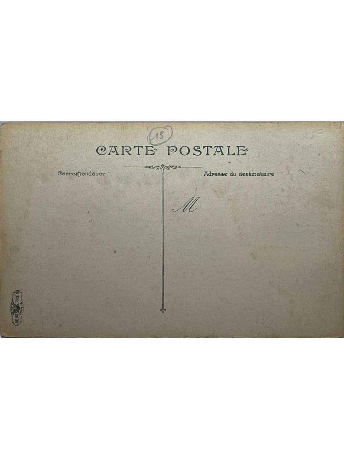 Verso de la carte postale