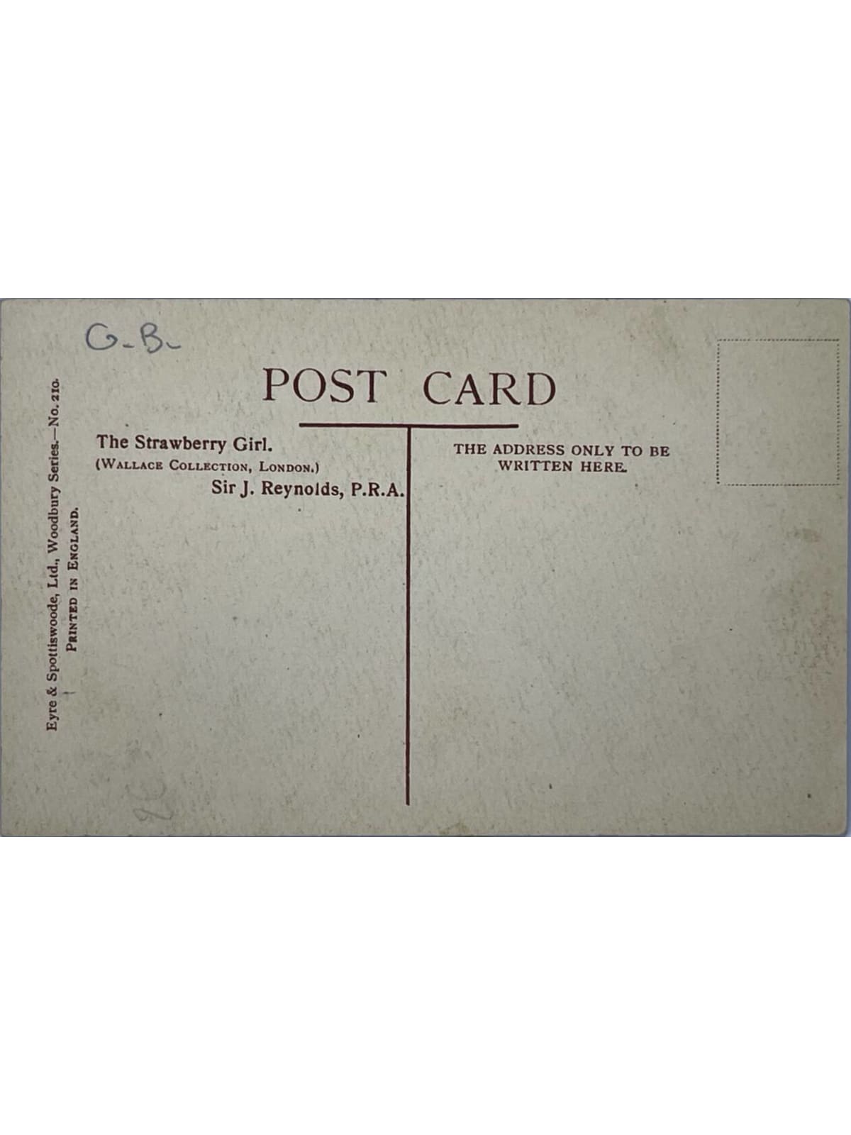 Verso de la carte postale