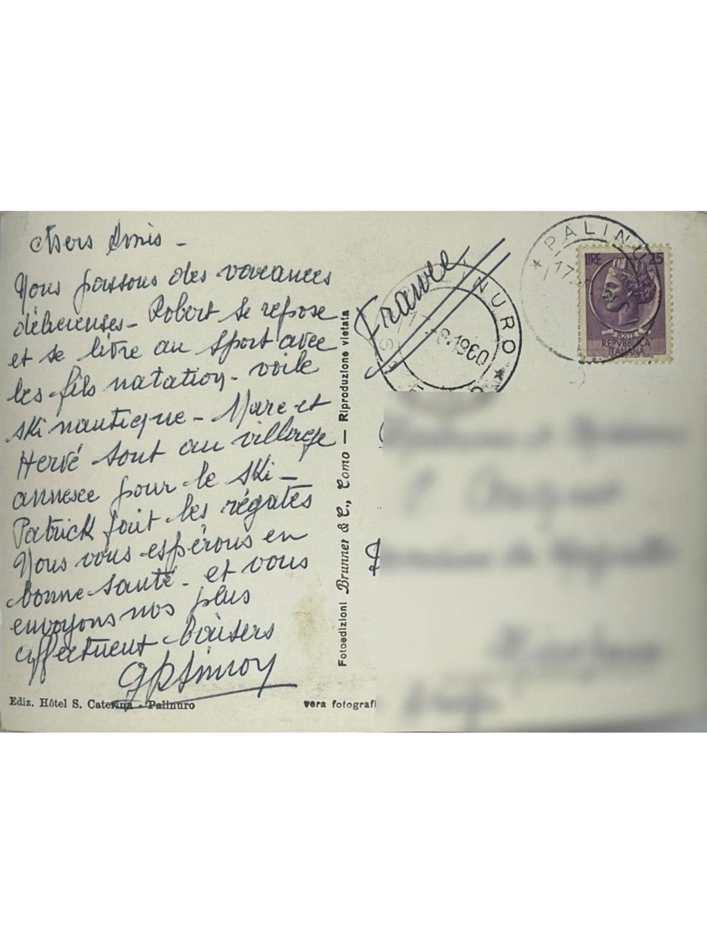 Verso de la carte postale