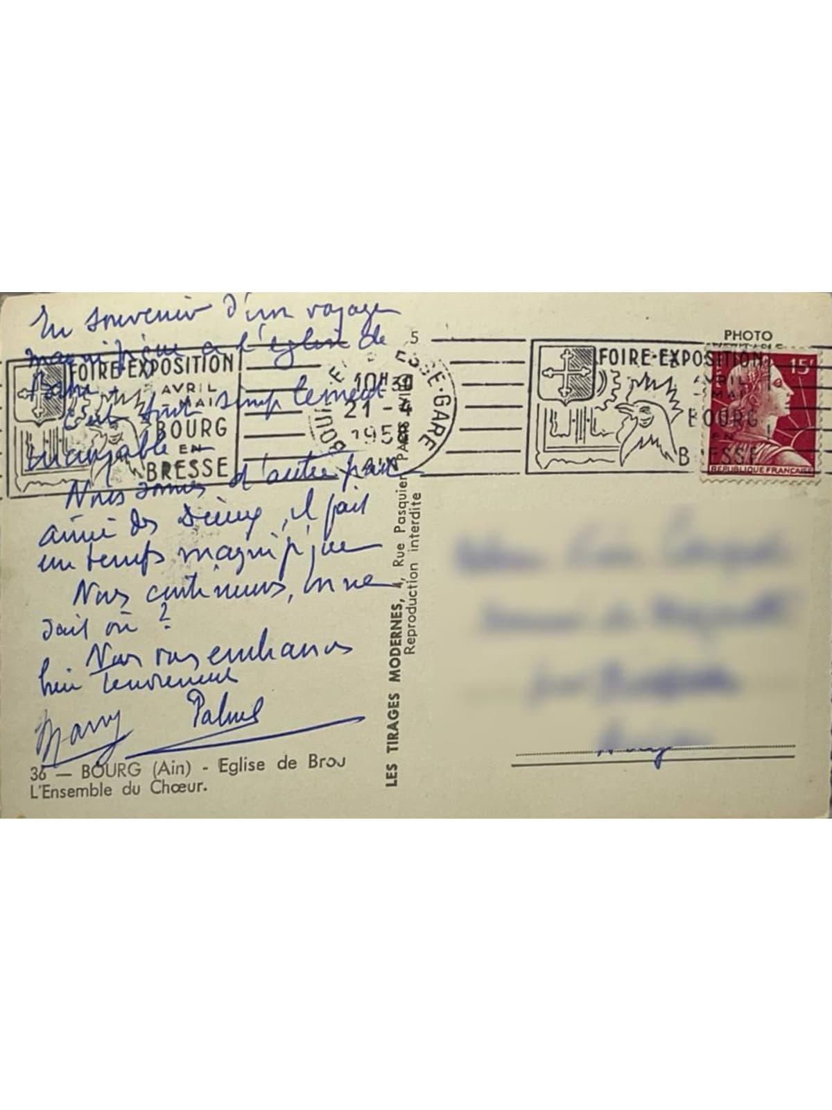 Verso de la carte postale